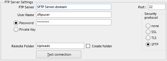 SFTP with password authentication