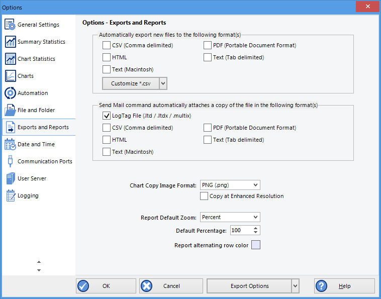 Export Options