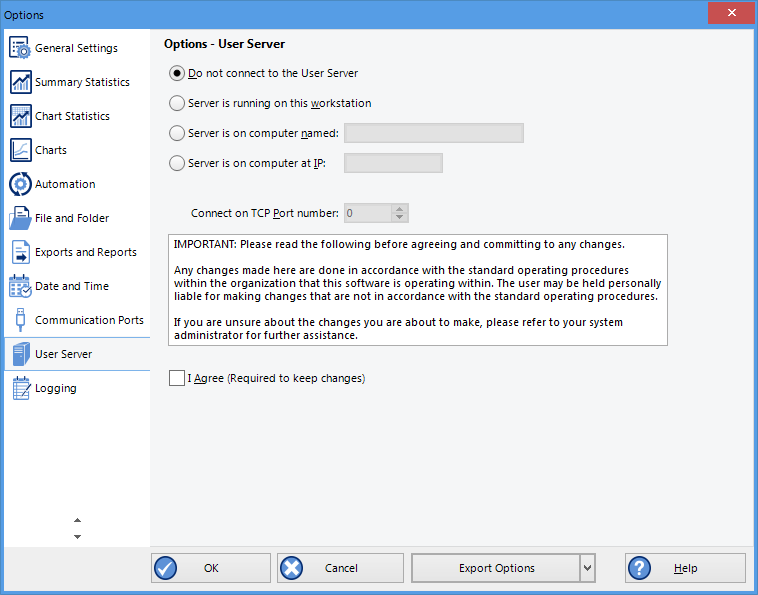User Server connection options