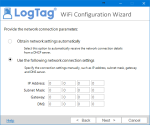 Manual entry of network settings